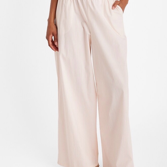 Express Pants - Express High Waisted Poplin Striped Pull On Wide Leg Pant | Size Small